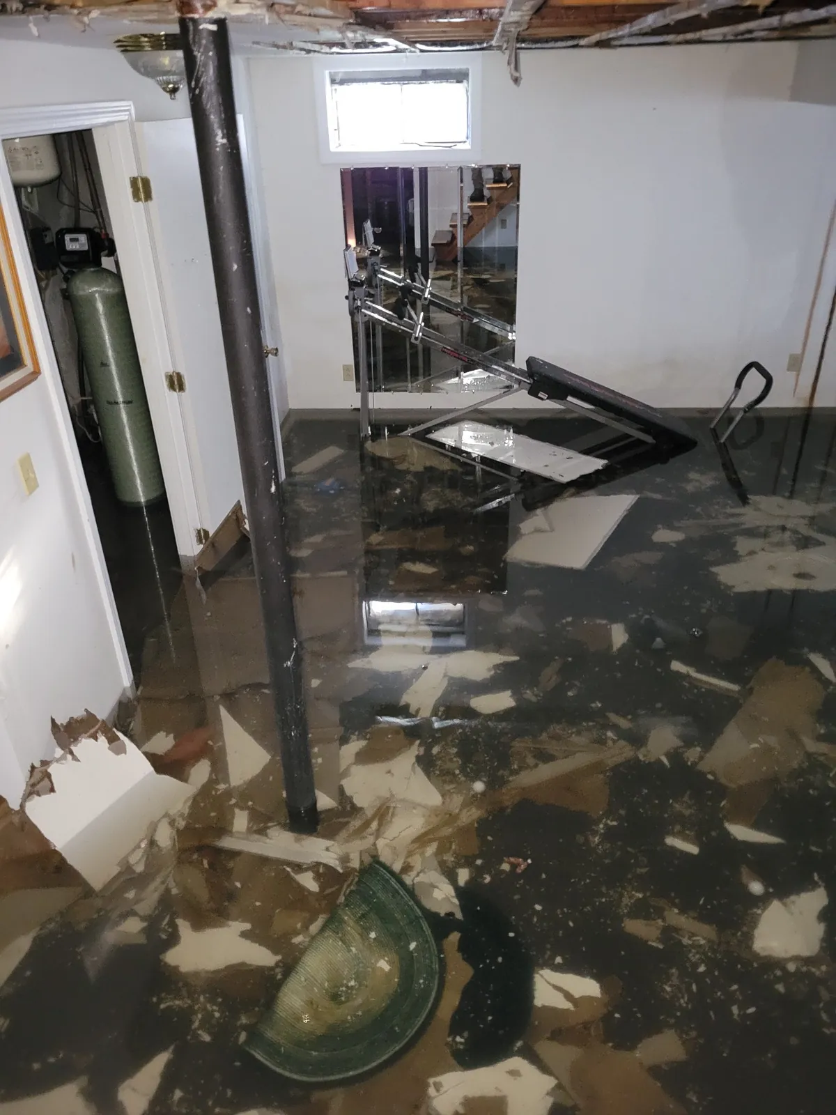 Basement cleanup following water damage.