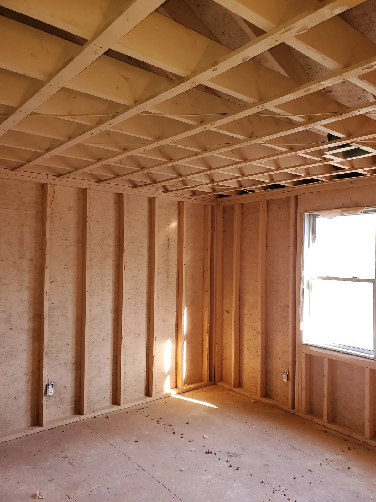 Room framing during reconstruction.