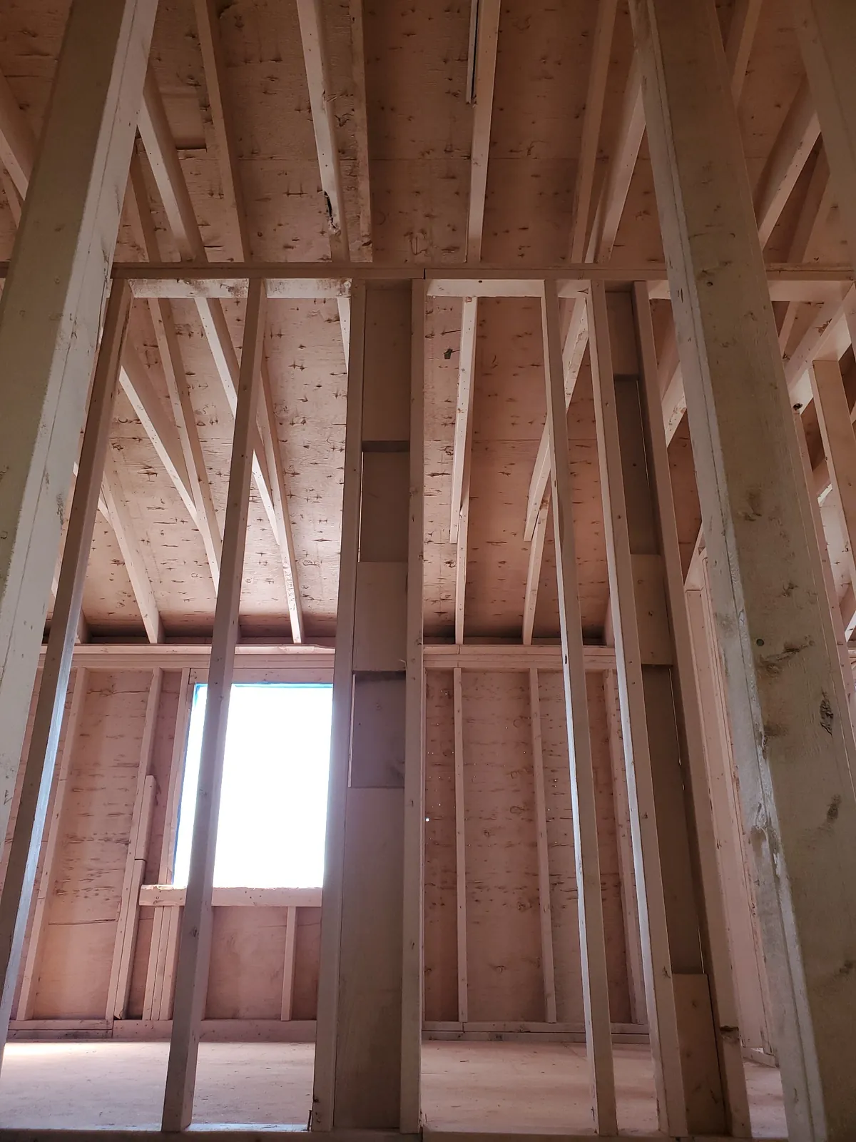 Wall framing in a restoration project.